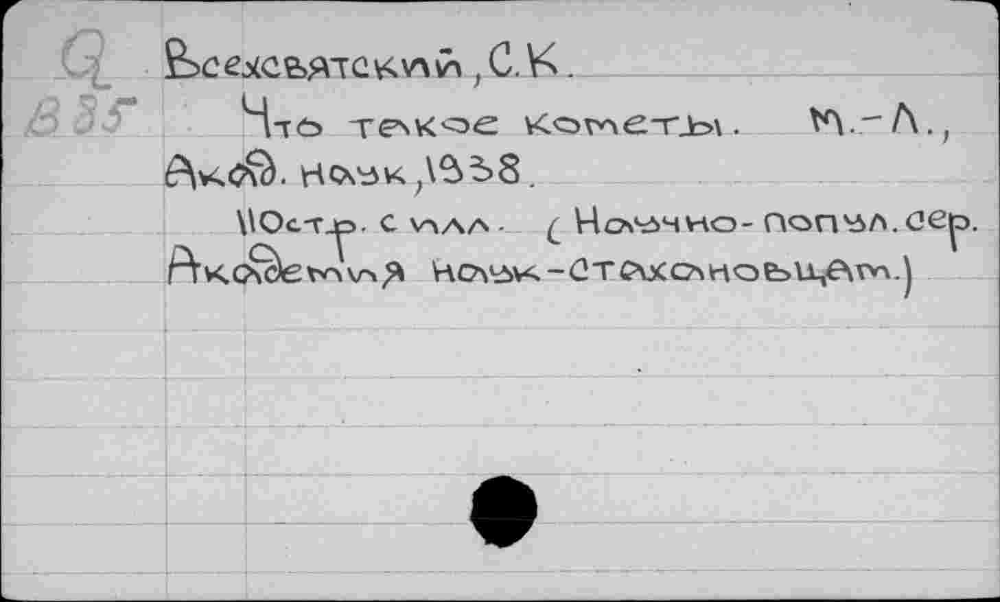 ﻿, С. К.
Htö TesKoe vcov*>e-r_b\. VA" Л., HCV3K;\^b8.
VOtT-C>- C \aAA ■ Q 4oS5HНО- ПОПАЛА.
F\Kc^evHV43 нсл^к-Стг^опоыцв^.)